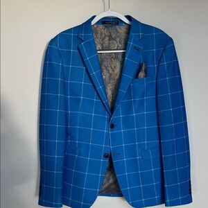 Stylish Blue Windowpane Men's Blazer
